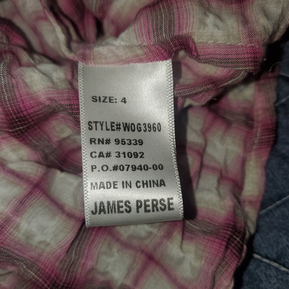 Standard James Perse Textured Crinkle Plaid Button Up Shirt Pink XL (fits L) - Picture 5 of 8